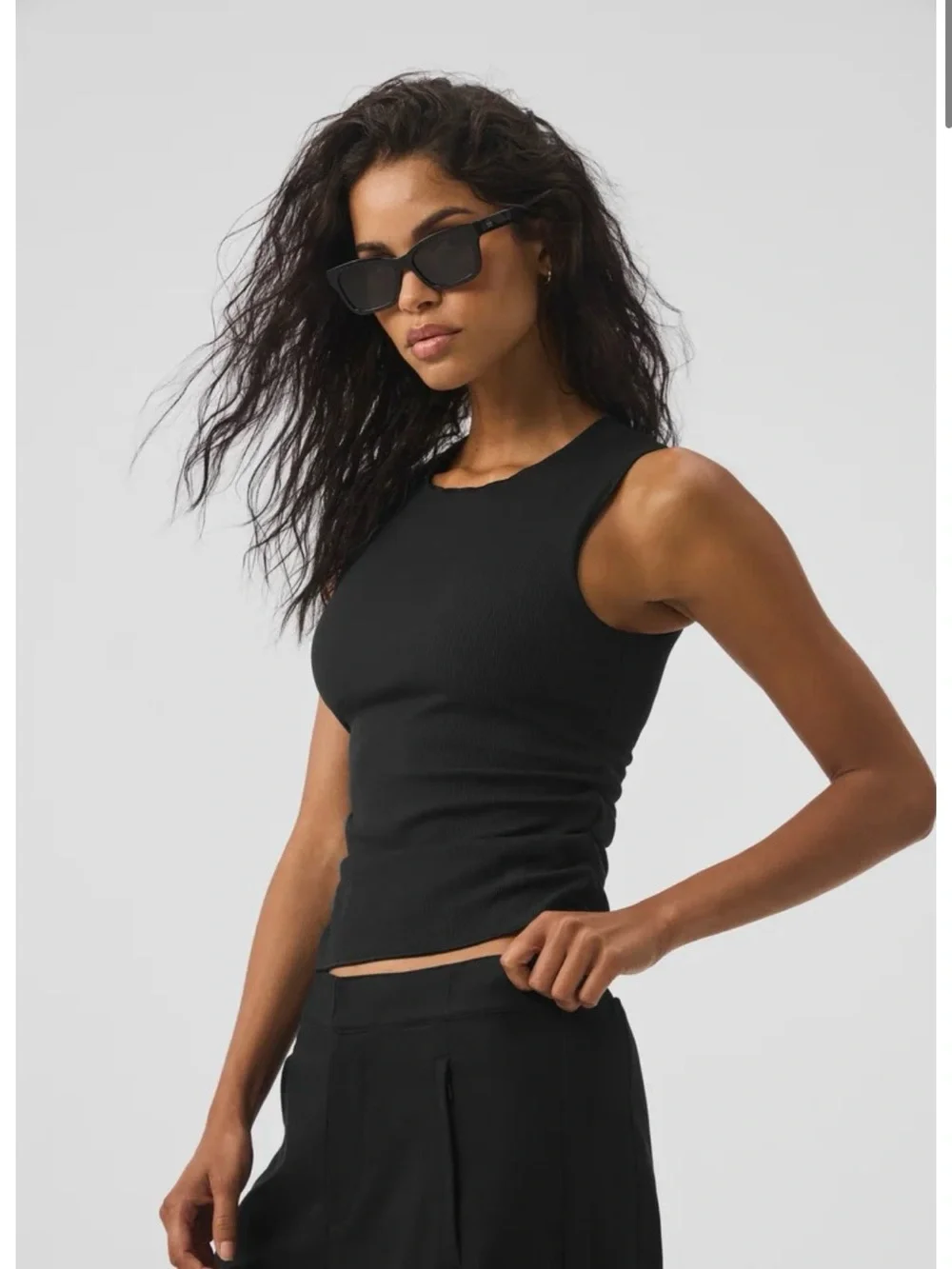 Alo Ribbed En Pointe tank with built in bra